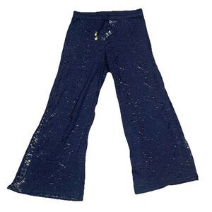 Sunshine 79 Revolve Women NAVY Crochet Lace Sheer Beach Coverup Pants NWT $142 L